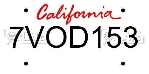 7VOD153 California License Plate