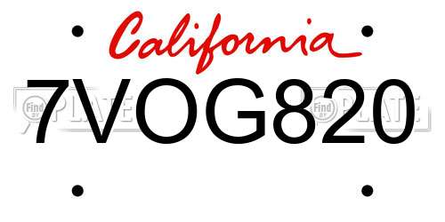 7VOG820 California License Plate
