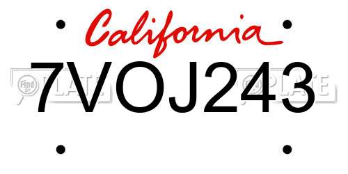 7VOJ243 California License Plate