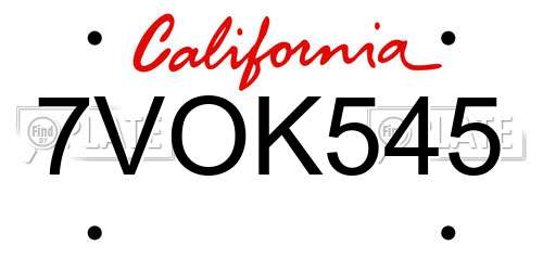 7VOK545 California License Plate