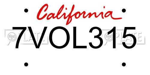 7VOL315 California License Plate