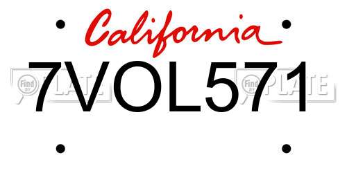 7VOL571 California License Plate