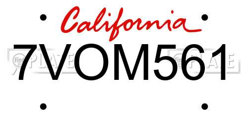 7VOM561 California License Plate