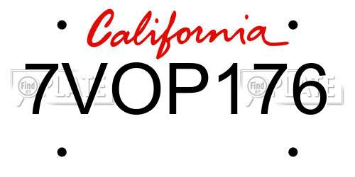 7VOP176 California License Plate