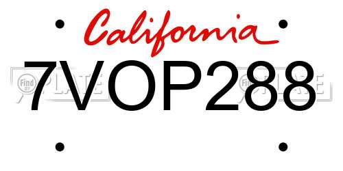 7VOP288 California License Plate