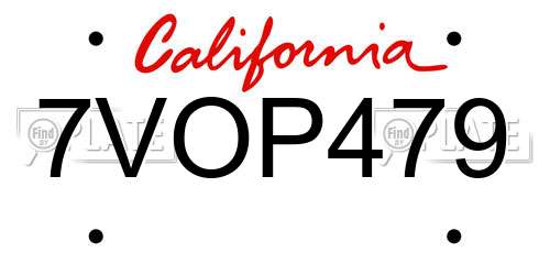 7VOP479 California License Plate