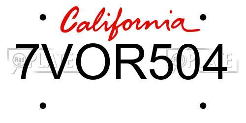 7VOR504 California License Plate