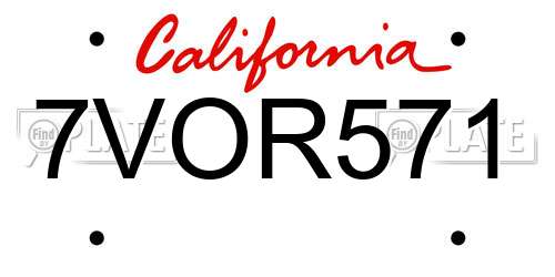 7VOR571 California License Plate