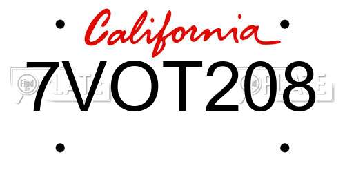 7VOT208 California License Plate