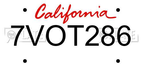 7VOT286 California License Plate