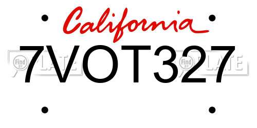 7VOT327 California License Plate