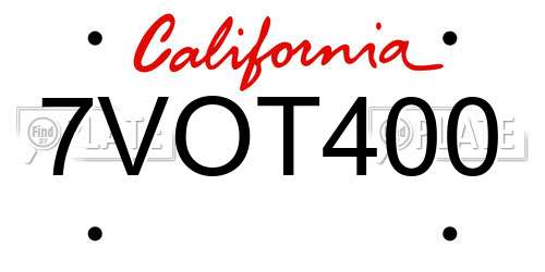 7VOT400 California License Plate