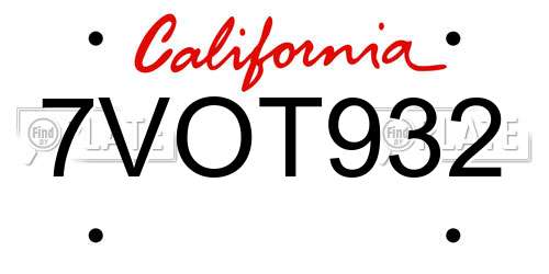 7VOT932 California License Plate
