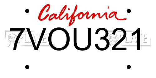 7VOU321 California License Plate