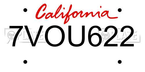 7VOU622 California License Plate