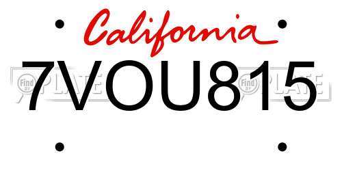 7VOU815 California License Plate