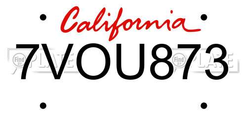 7VOU873 California License Plate