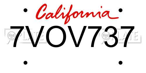 7VOV737 California License Plate