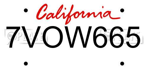 7VOW665 California License Plate