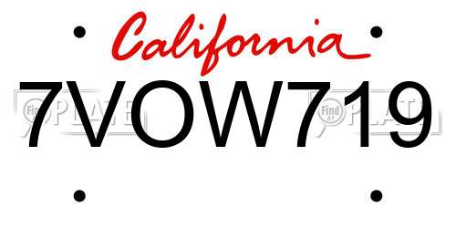 7VOW719 California License Plate