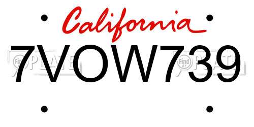 7VOW739 California License Plate