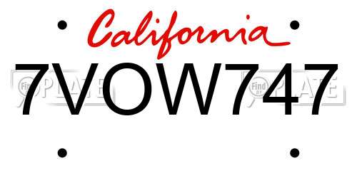 7VOW747 California License Plate
