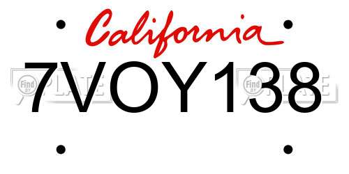 7VOY138 California License Plate