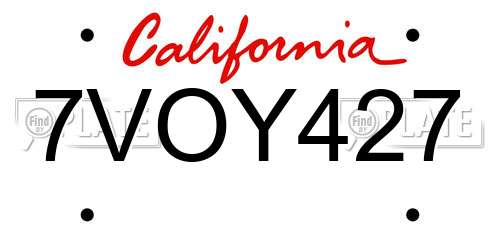 7VOY427 California License Plate