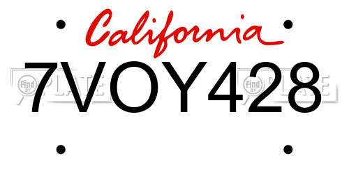 7VOY428 California License Plate
