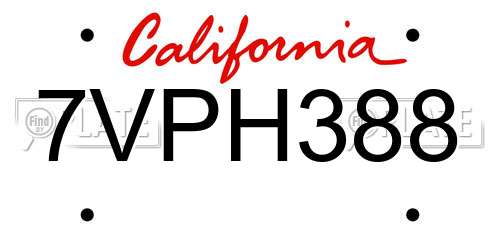 7VPH388 California License Plate