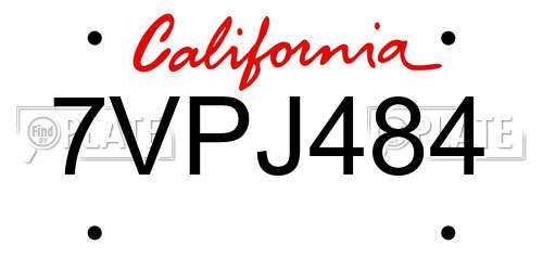 7VPJ484 California License Plate