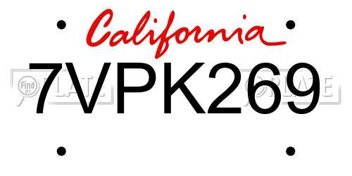 7VPK269 California License Plate