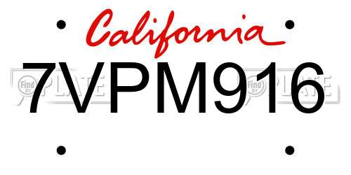 7VPM916 California License Plate