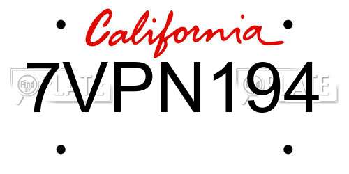 7VPN194 California License Plate