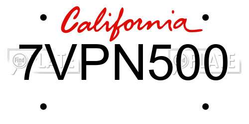 7VPN500 California License Plate