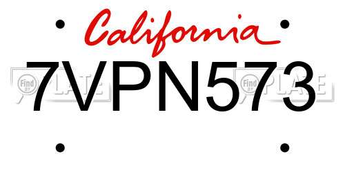 7VPN573 California License Plate
