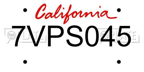 7VPS045 California License Plate