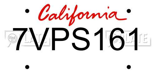 7VPS161 California License Plate