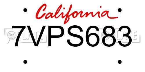 7VPS683 California License Plate