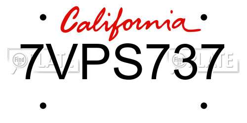 7VPS737 California License Plate