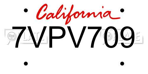 7VPV709 California License Plate