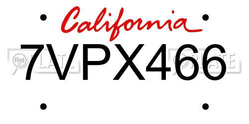 7VPX466 California License Plate