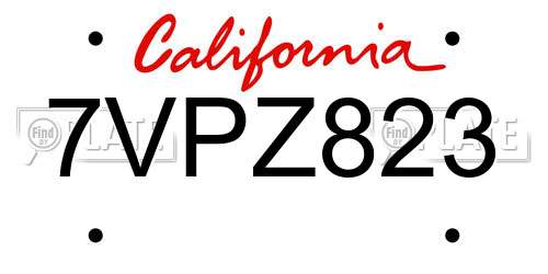 7VPZ823 California License Plate