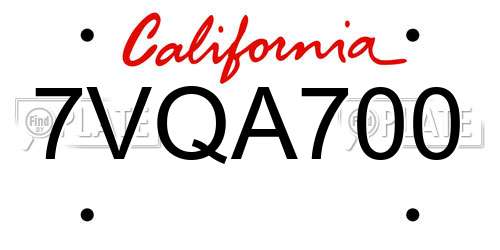 7VQA700 California License Plate