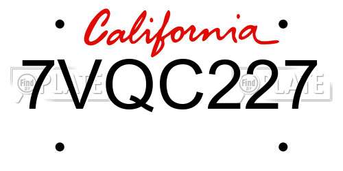 7VQC227 California License Plate