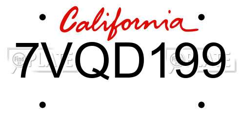7VQD199 California License Plate
