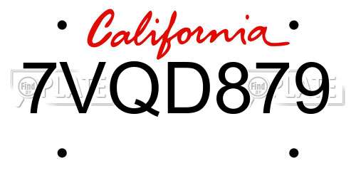 7VQD879 California License Plate