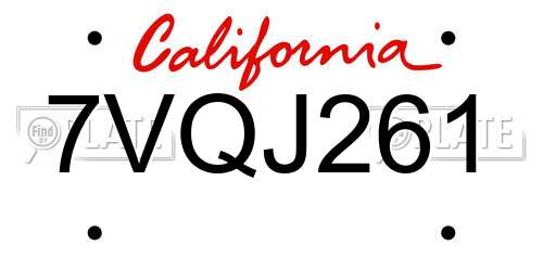 7VQJ261 California License Plate