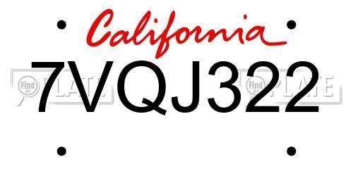 7VQJ322 California License Plate