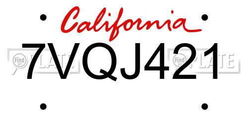 7VQJ421 California License Plate
